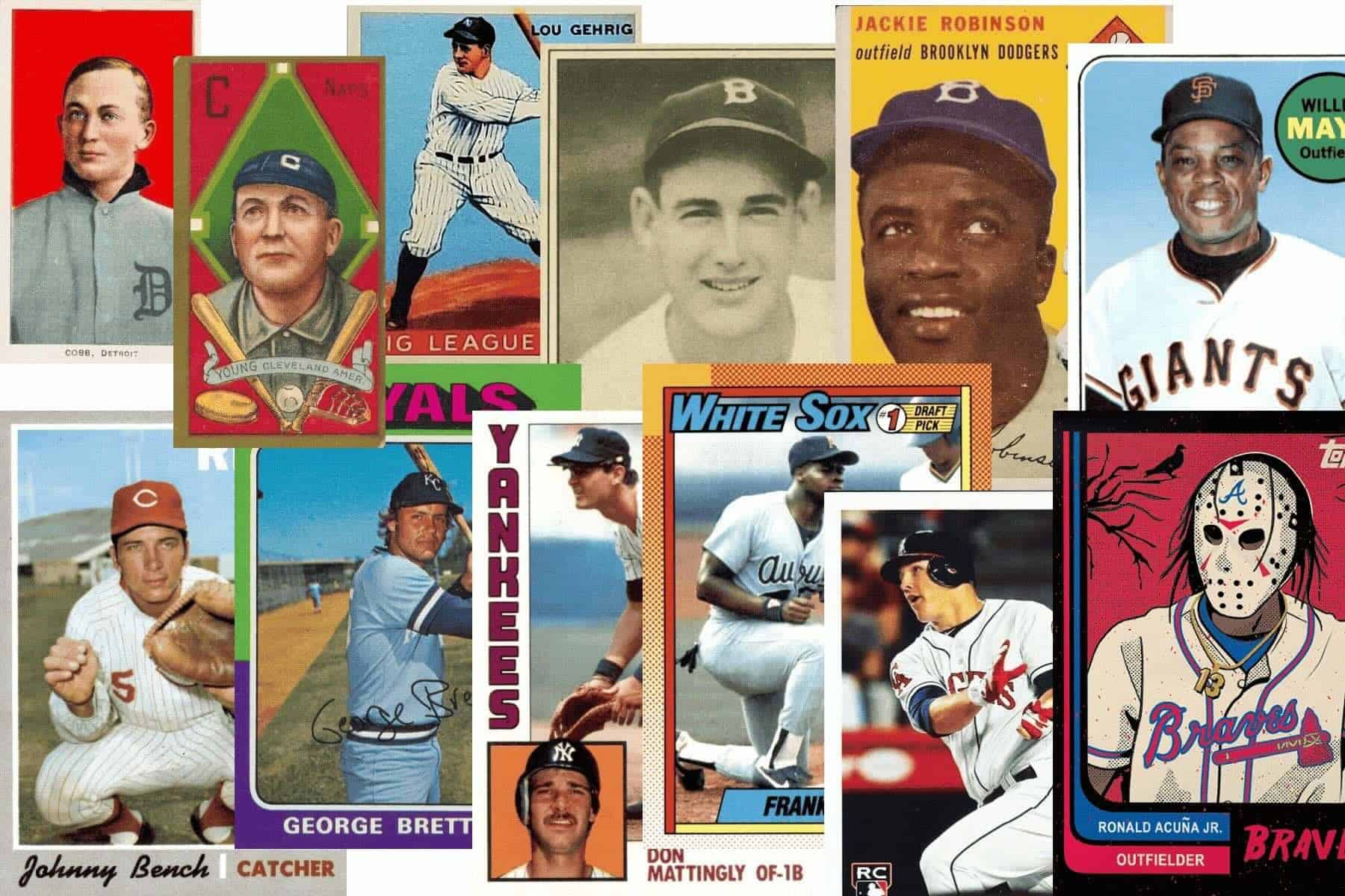 array of baseball cards throughout history